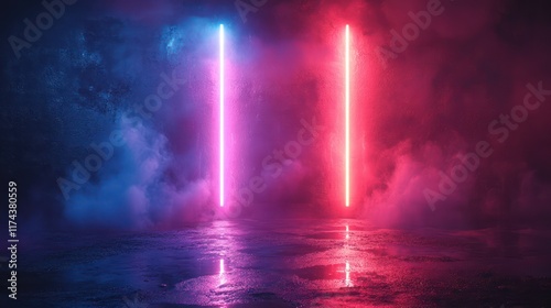 Wallpaper Mural Neon Lights Reflecting in a Mystical Night Scene Torontodigital.ca