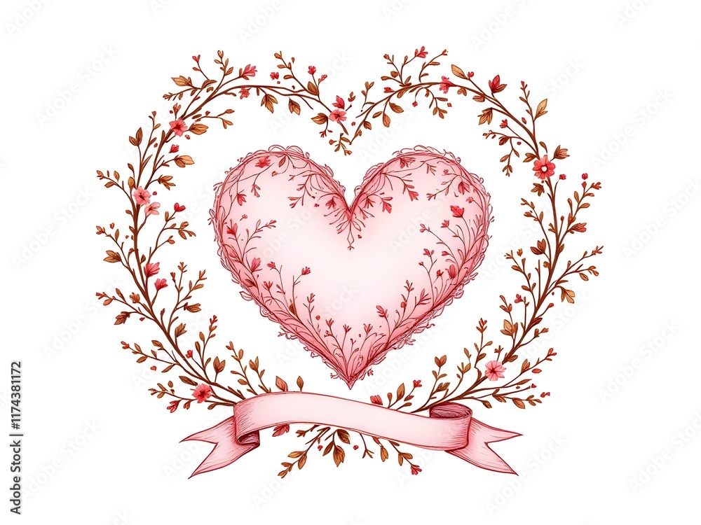 Heart label with banner Heart label with banner