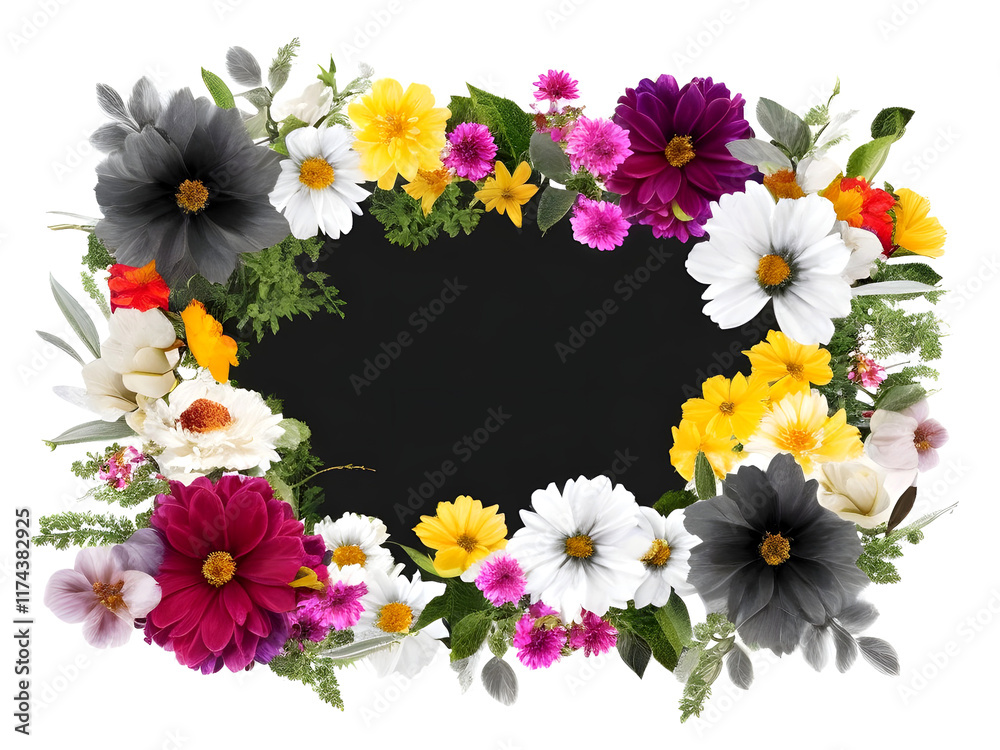 Fototapeta premium photo frame with flowers - floral photo frame