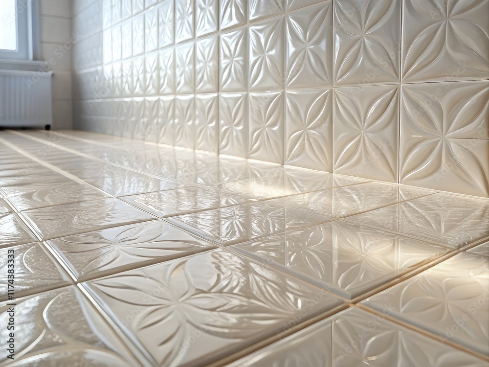 Obraz premium White Porcelain Tile Texture, High Depth of Field, Realistic