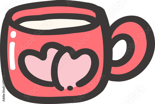 Valentine love coffee cup doodle cartoon hand drawing