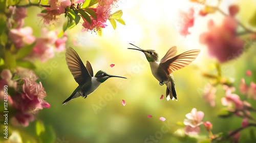 Hummingbirds in Springtime Bloom: A Symphony of Nature's Grace