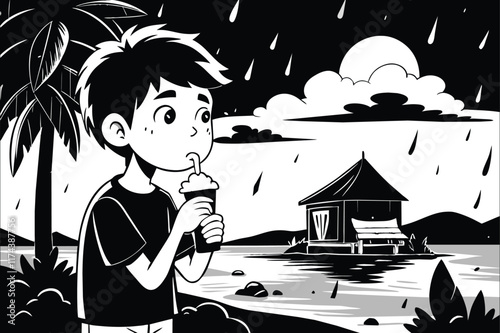while-the-boy-was-eating-an-ice-cream black-and-white.eps
