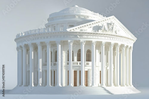 White Classical Building 3D Render photo