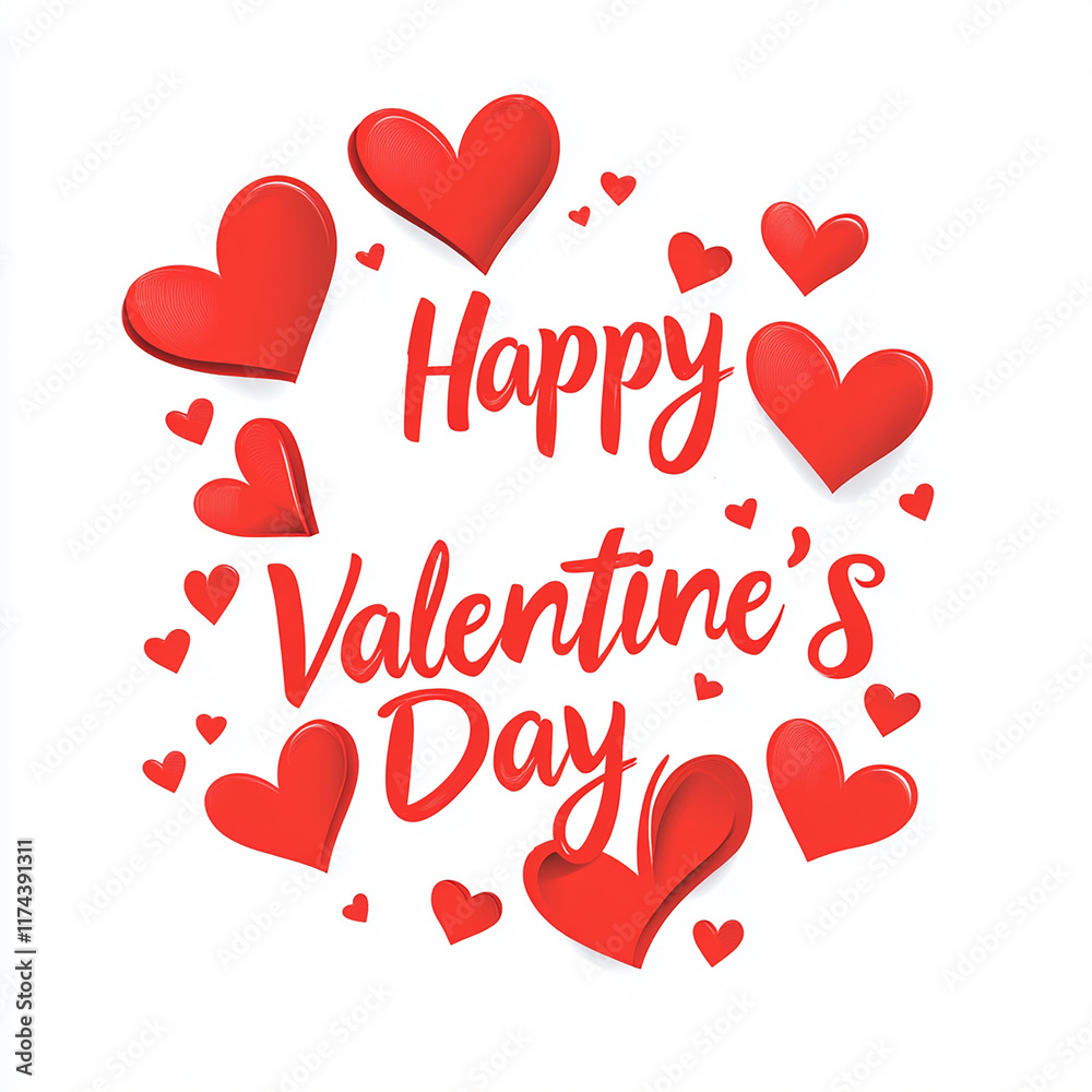 Happy valentines day text in on red hearts, suitable for decoration gift celebrating valentine Happy valentines day text in on red hearts, suitable for decoration gift celebrating valentine