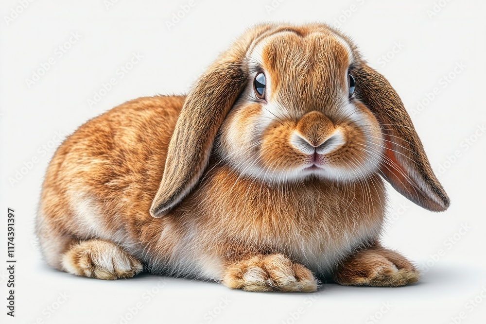 A cute, fluffy rabbit with soft fur and expressive eyes, resting on a white background. A cute, fluffy rabbit with soft fur and expressive eyes, resting on a white background.