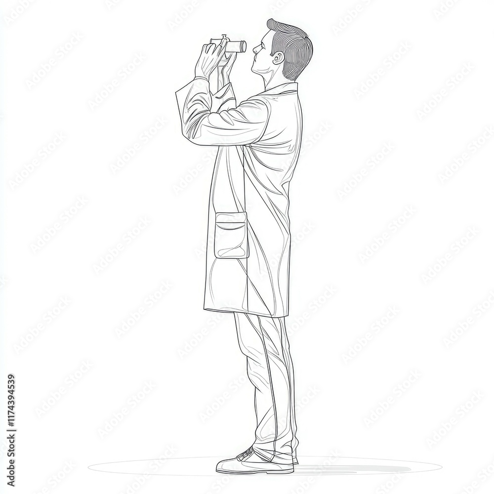 Man in White Coat Observing Man in White Coat Observing
