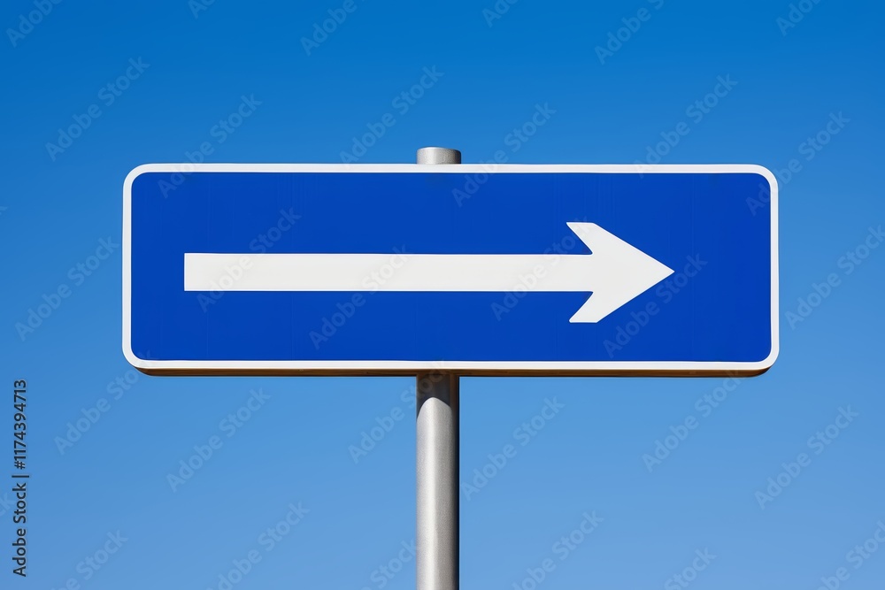 there is a blue sign with an arrow pointing right there is a blue sign with an arrow pointing right