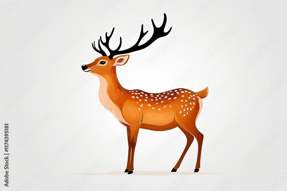 there is a deer with antlers standing in the middle of a white background there is a deer with antlers standing in the middle of a white background