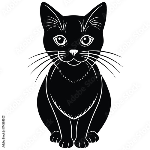 black and white cat vector 