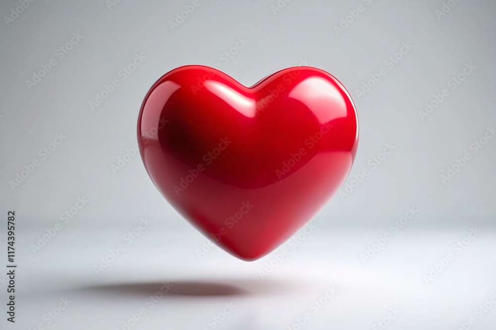 3D Red Heart, Floating, White Background, Love, Valentine's Day Stock Photo 3D Red Heart, Floating, White Background, Love, Valentine's Day Stock Photo