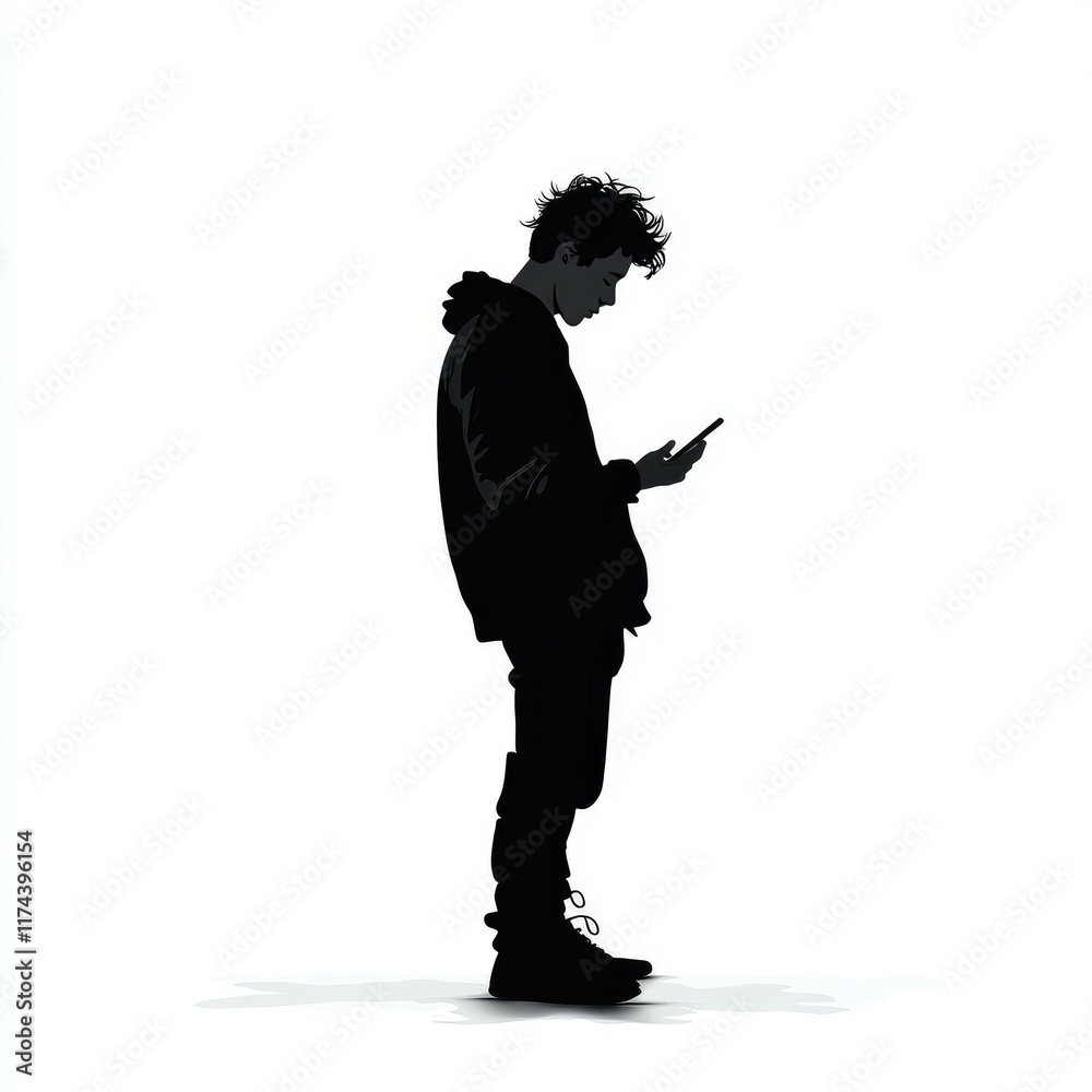 Modern Person Engaged with Mobile Device Modern Person Engaged with Mobile Device