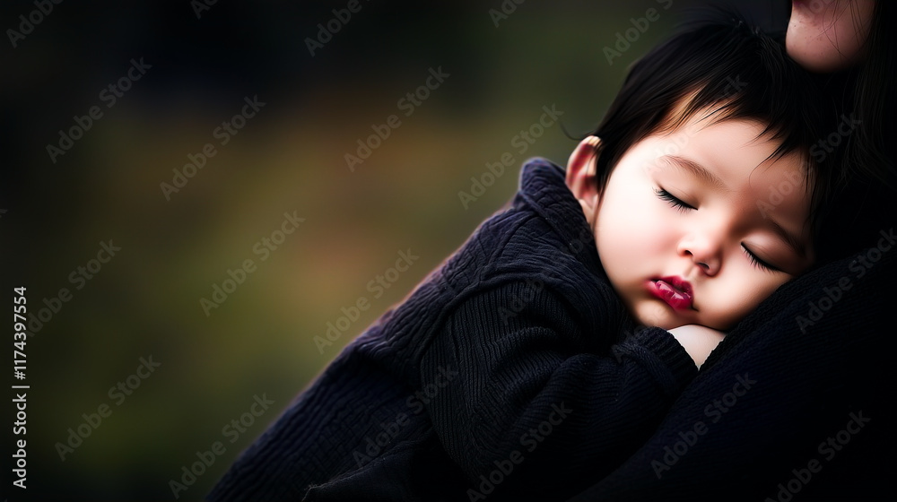 Baby sleeping in Mother's Careful Embrace. Baby sleeping in Mother's Careful Embrace.