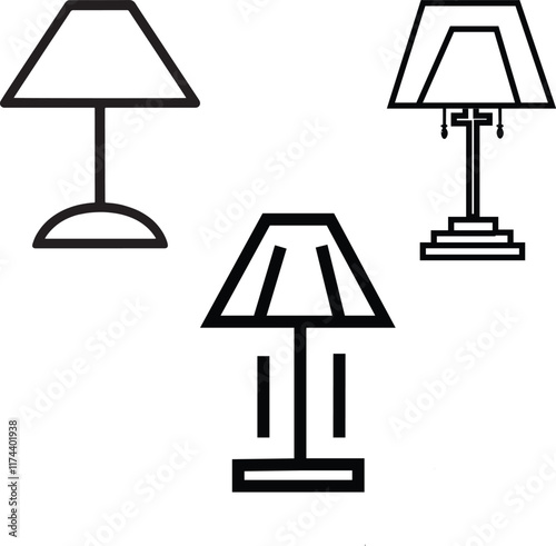 Black and white lamps with different designs and bold outlines