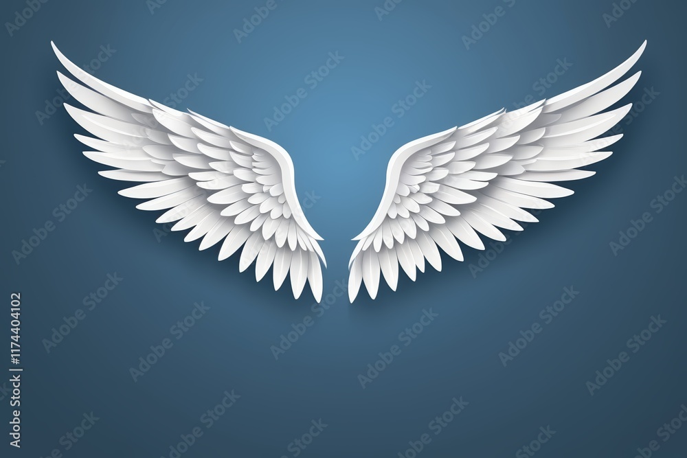 Obraz premium a close up of a pair of white wings on a blue background