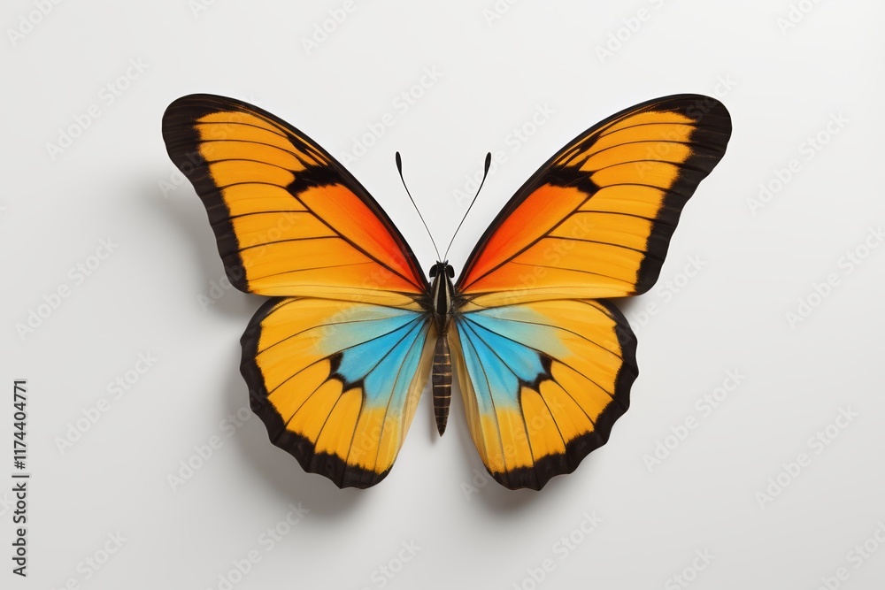 Fototapeta premium there is a butterfly that is sitting on a white surface