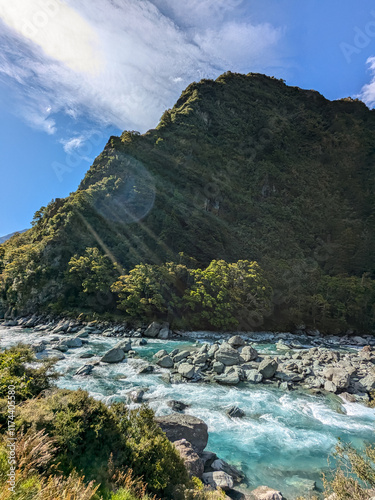 The valley and Matukituki river along the Rob Roy Glacier track near Wanaka New Zealand photo