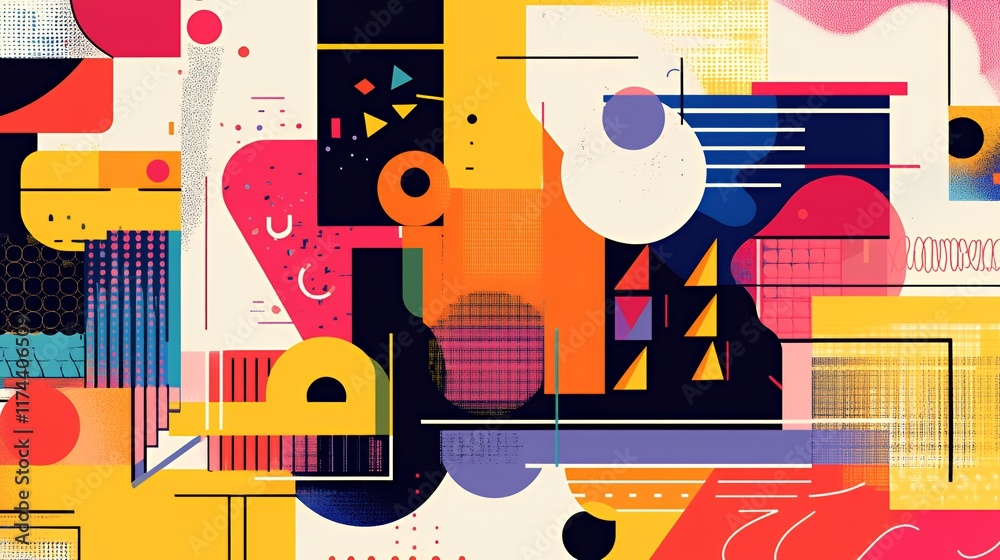 Abstract Geometric Composition In Vibrant Colors Abstract Geometric Composition In Vibrant Colors