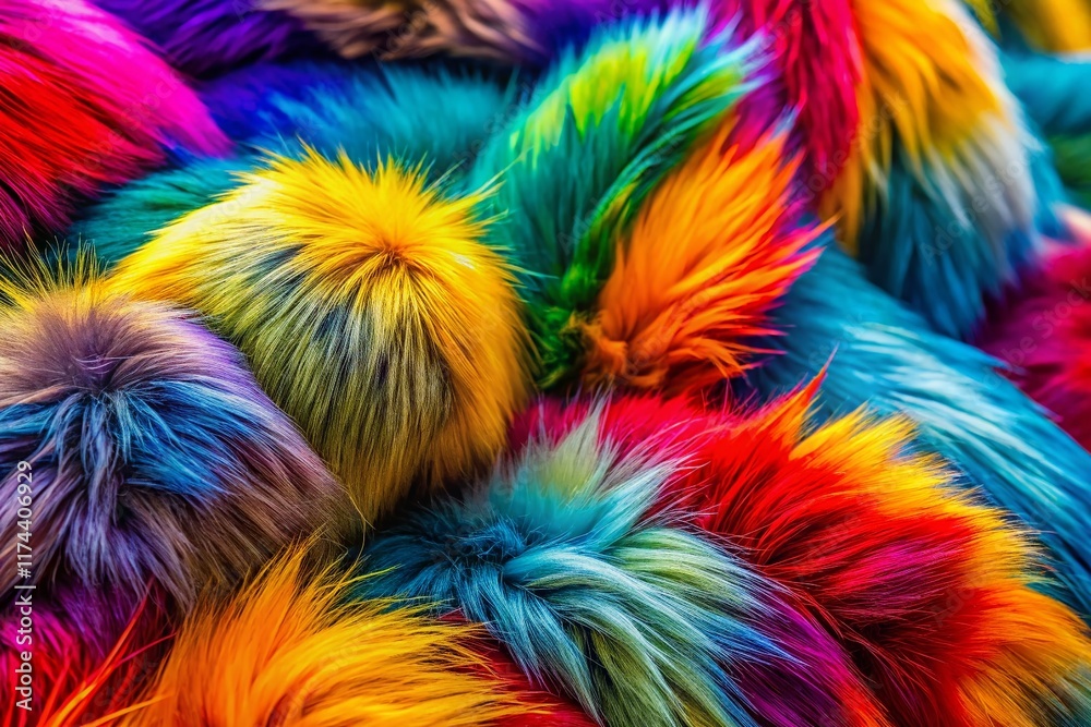 Abstract Fur Texture: Vibrant & Energetic Colorful Composition - Stock Photo Abstract Fur Texture: Vibrant & Energetic Colorful Composition - Stock Photo