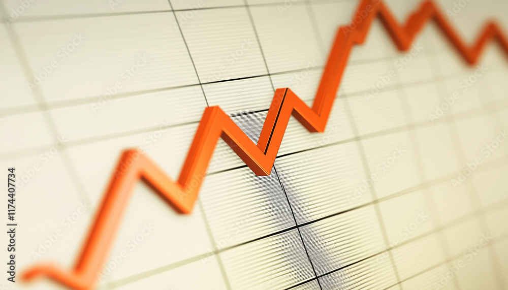A graph on a computer screen showing upward trends. Generative AI. A graph on a computer screen showing upward trends. Generative AI.