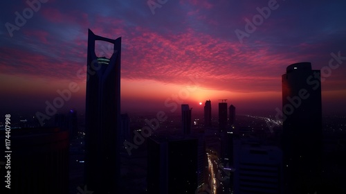 Kingdom Centre and Riyadh Skyline at Sunset
