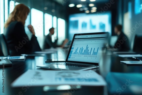 Wallpaper Mural Confident businesswoman researching corporate strategies on a laptop, managing stakeholder communications and compliance reports Torontodigital.ca