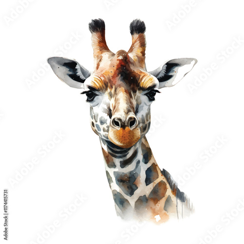 Watercolor portrait of a majestic giraffe vector illustration photo