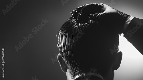 Professional Stylist Working on Men Crew Cut Hairstyle in Modern Salon Environment