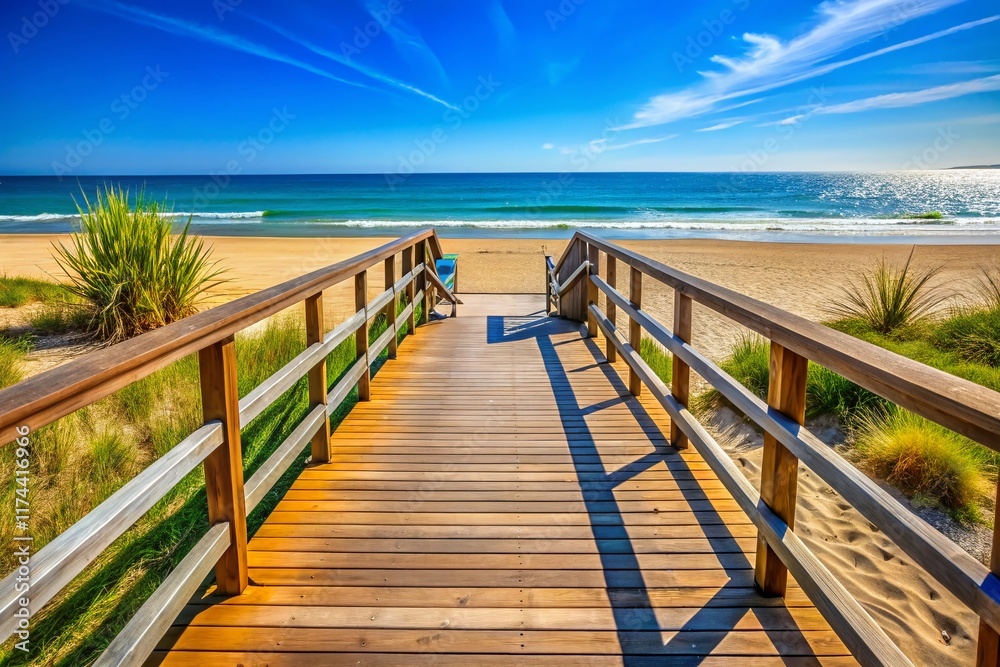 Accessible Beach Wheelchair Ramp, Ocean View,  Coastal Accessibility, Inclusive Design