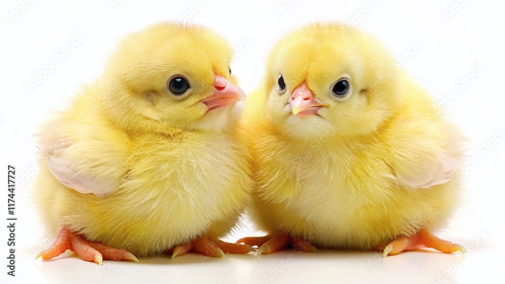 Fototapeta premium Adorable Baby Chicks Isolated on White Background - Perfect for Farm, Spring, Easter Designs