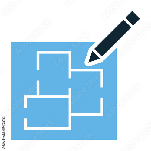 Interior Floor Plan Icon, Room Layout and House Design with Pencil Illustration for Architecture or Drafting, and Real Estate