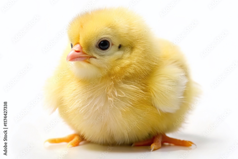 Obraz premium Adorable Little Chickling Isolated on White, Low-Light Studio Shot