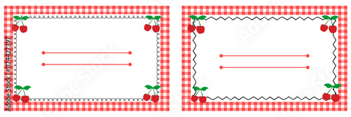 editable gingham pattern or tile checkered with empty window badge for Picnic BBQ Party invitation, poster and banner or flyer, restaurant menu vector