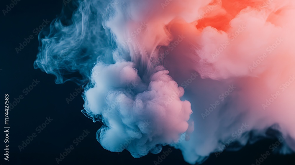 Naklejka premium Soft smoke clouds forming an abstract design on a black minimalistic background