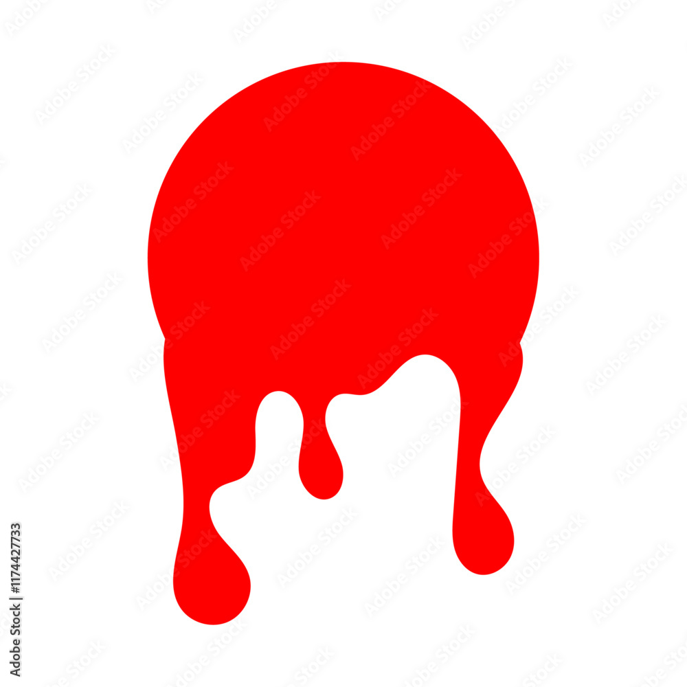 round Blood drips pattern and splatters liquid stain texture. Paint dripping. Dripping liquid. Paint flows. Current paint, stains. Current drops. Color easy to edit. Transparent background