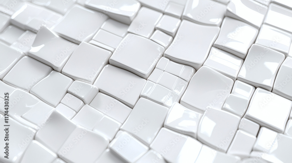 Abstract white 3D geometric background with wavy squares. Abstract white 3D geometric background with wavy squares.