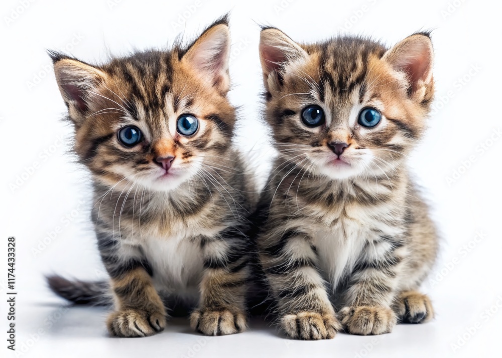 Adorable Tiny Kittens, White Background Macro Photography Stock Photo Adorable Tiny Kittens, White Background Macro Photography Stock Photo