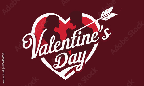 Valentine's Day background vector silhouette of a couple in a heart is easily editable.