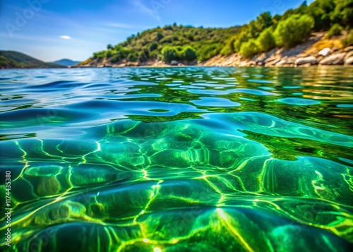 Aegean Sea Bay: Crystal Clear Emerald Water Macro Photography