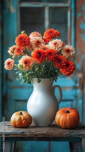 Wallpaper Mural Vibrant Autumn Flowers Beautifully Arranged in Rustic Setting: Close-Up Photo. AI Generated Torontodigital.ca