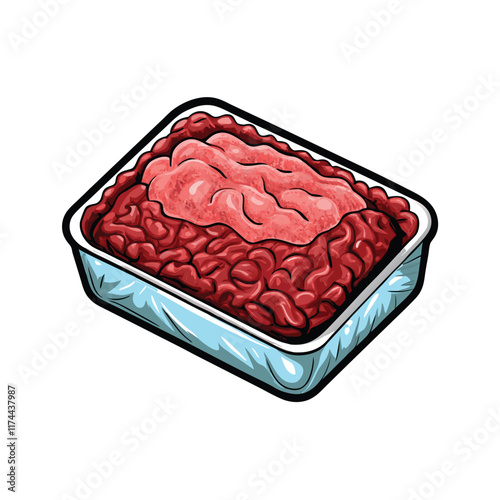 A close-up photograph of a vacuum-sealed block of frozen ground beef, showcasing the intricate texture and crystalline structure of the frozen meat.
