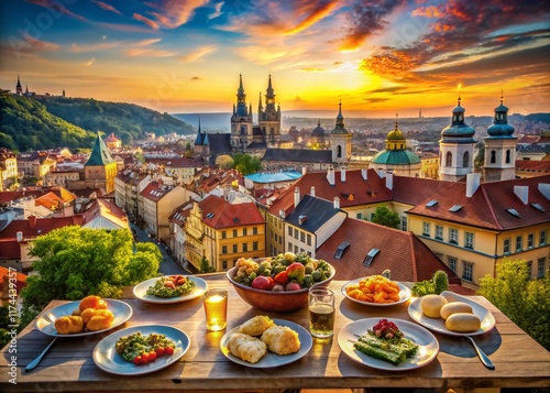 Aerial Prague Food Photography: Delicious Czech Cuisine from Above photo