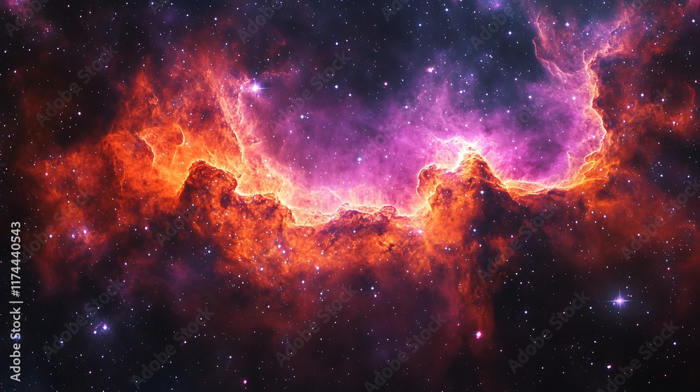 Fototapeta premium Radiating neon fractals cascading through a cosmic nebula in space