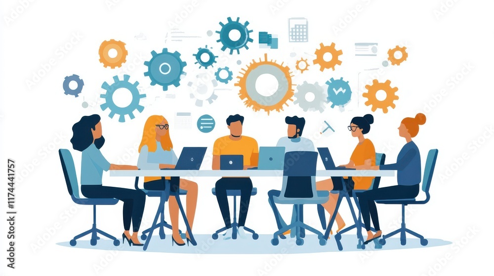 Team members demonstrating remote teamwork, working together across time zones and platforms, united by a common goal and clear communication. Team members demonstrating remote teamwork, working together across time zones and platforms, united by a common goal and clear communication.