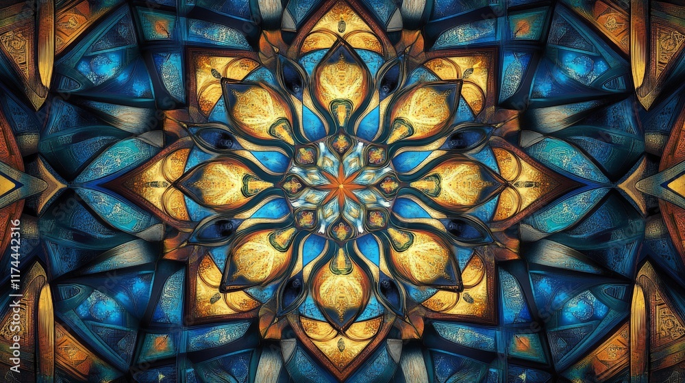 Vivid Symmetrical Mandala Design with Intricate Patterns Vivid Symmetrical Mandala Design with Intricate Patterns