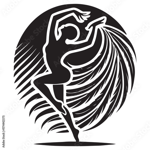 Kizomba Silhouette Vector Illustration, Solid White Background.