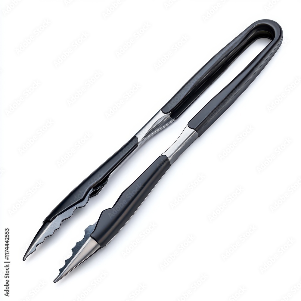 Stainless Steel Kitchen Tongs with Silicone Grip and Scalloped Edges Stainless Steel Kitchen Tongs with Silicone Grip and Scalloped Edges