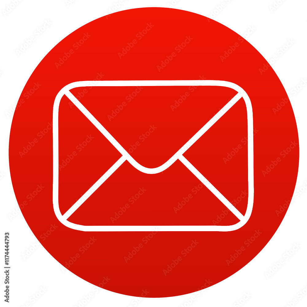 Mail icon element with circle red button Mail icon element with circle red button