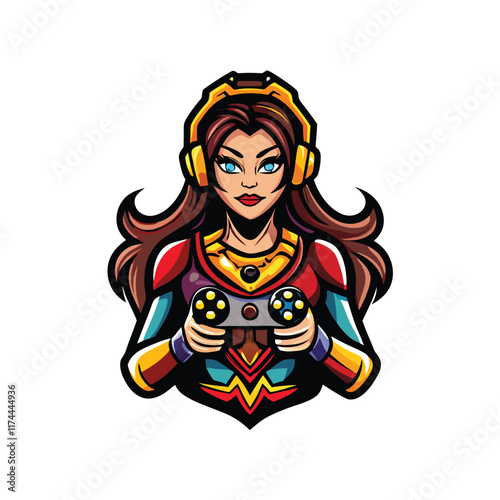 A young woman dressed in a vibrant, detailed cosplay outfit, inspired by her favorite video game character, strikes a playful pose while attending a convention or event.