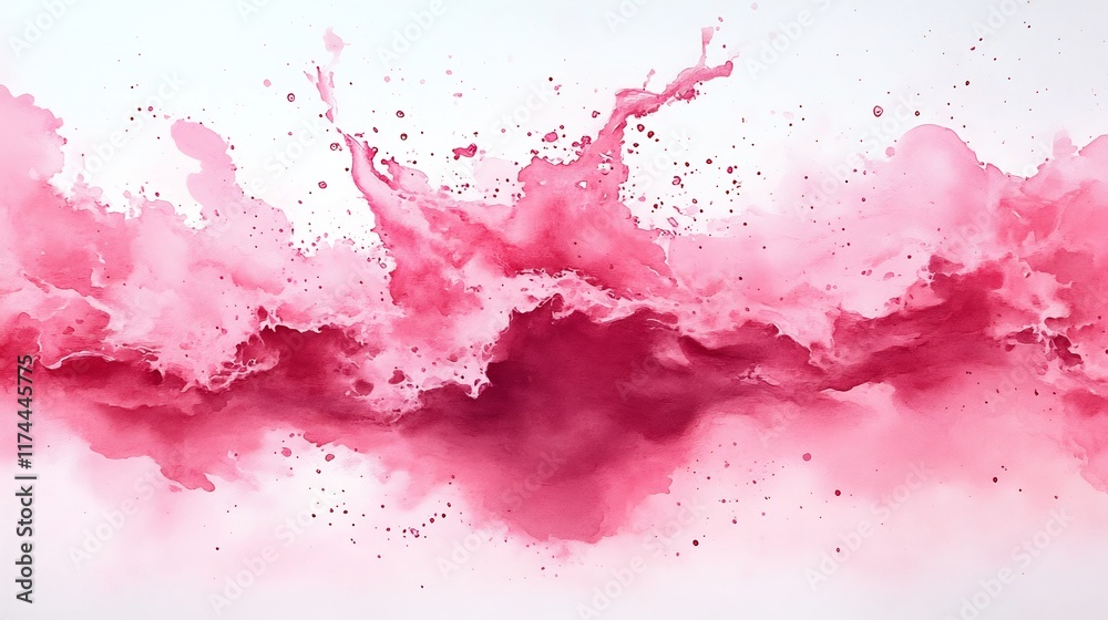 Obraz premium Vibrant Pink Ink Exploding Dynamically: Abstract Digital Painting Illustration. AI Generated
